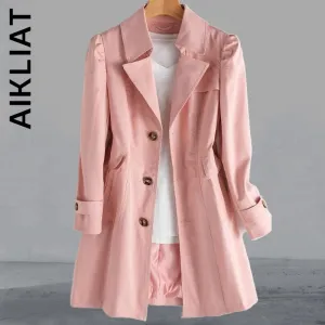 Aikliat Elegant Langer Winter Trenchcoat Lose Mantel Mode Lässig Parkas Trench Warm Streetwear