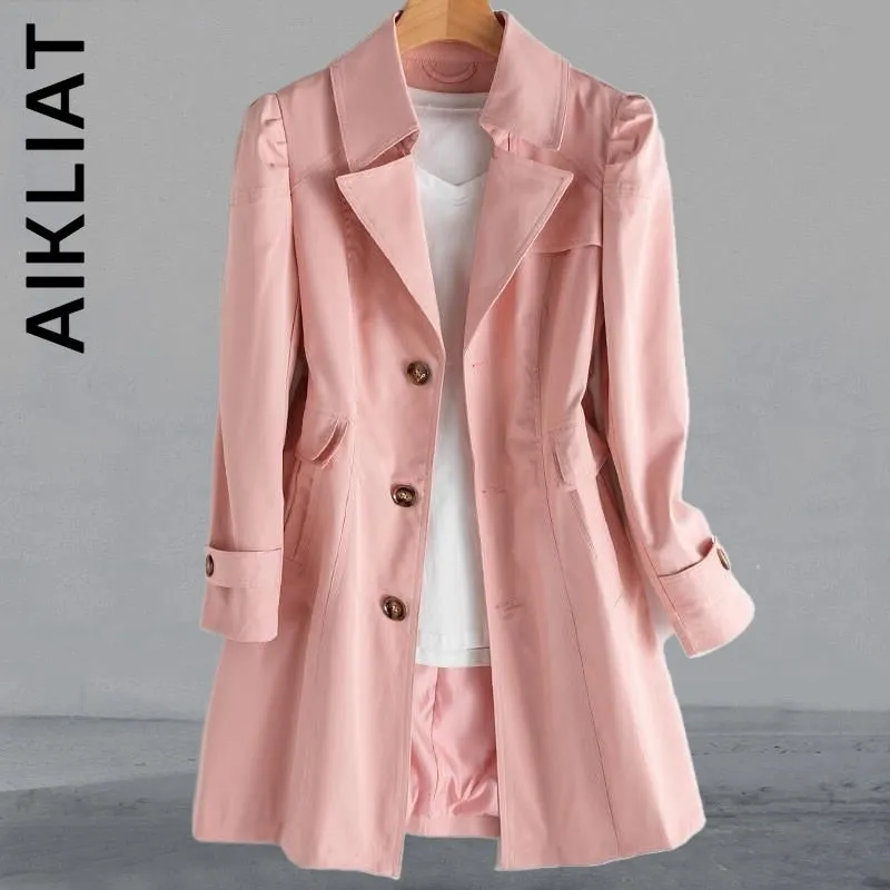 Aikliat Elegant Langer Winter Trenchcoat Lose Mantel Mode Lässig Parkas Trench Warm Streetwear