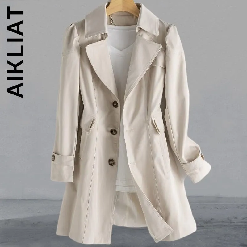 Aikliat Elegant Langer Winter Trenchcoat Lose Mantel Mode Lässig Parkas Trench Warm Streetwear