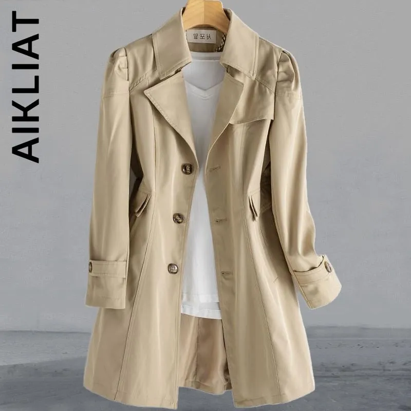 Aikliat Elegant Langer Winter Trenchcoat Lose Mantel Mode Lässig Parkas Trench Warm Streetwear