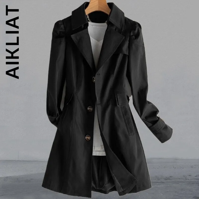Aikliat Elegant Langer Winter Trenchcoat Lose Mantel Mode Lässig Parkas Trench Warm Streetwear