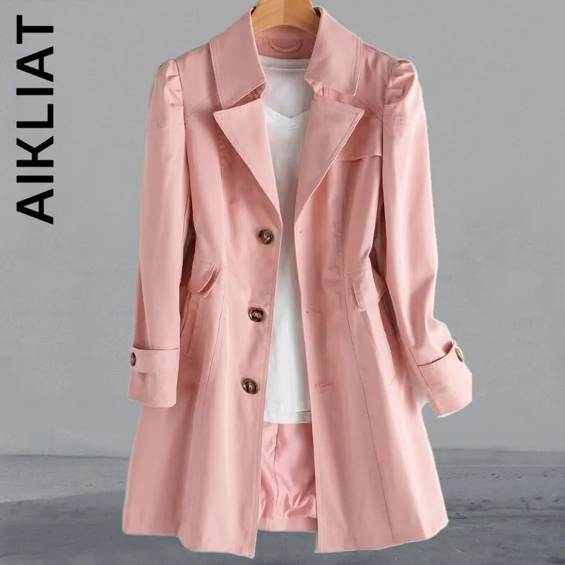 Aikliat Elegant Langer Winter Trenchcoat Lose Mantel Mode Lässig Parkas Trench Warm Streetwear