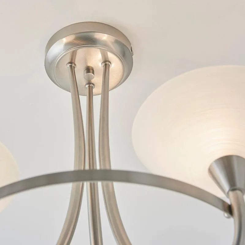 Cagney 3 Satin Light Chrome & Glass Semi Flush Ceiling Light