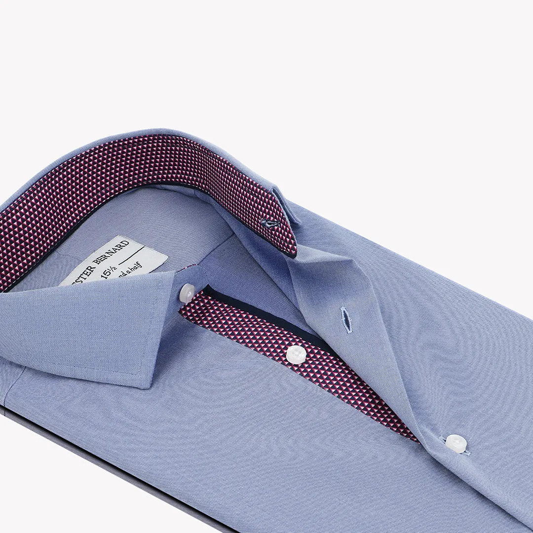 Cornflower Blue With Maroon Diamond Print & Black Piping OL-281