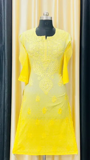 Cotton Dyeable chikan kurti