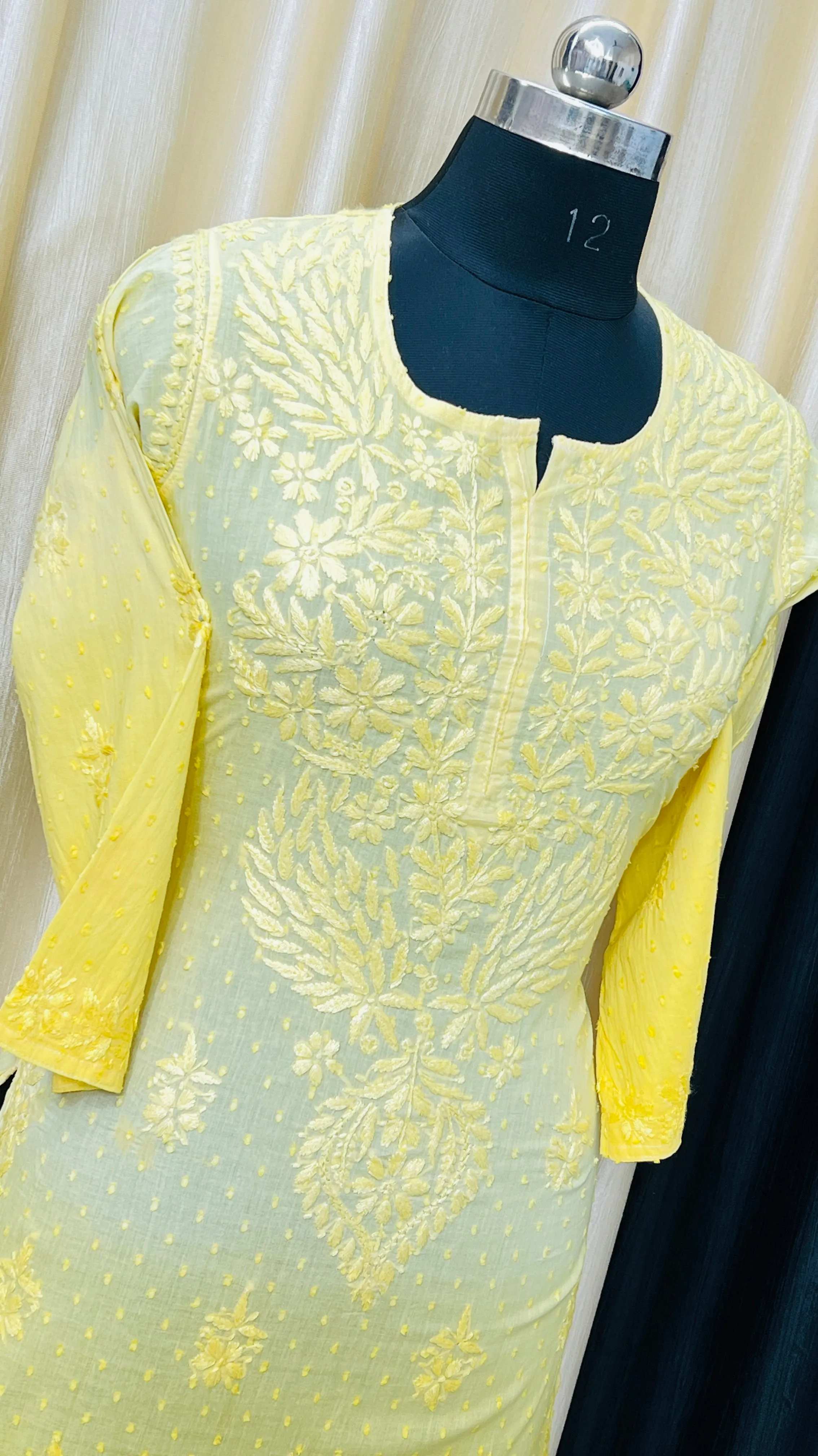 Cotton Dyeable chikan kurti