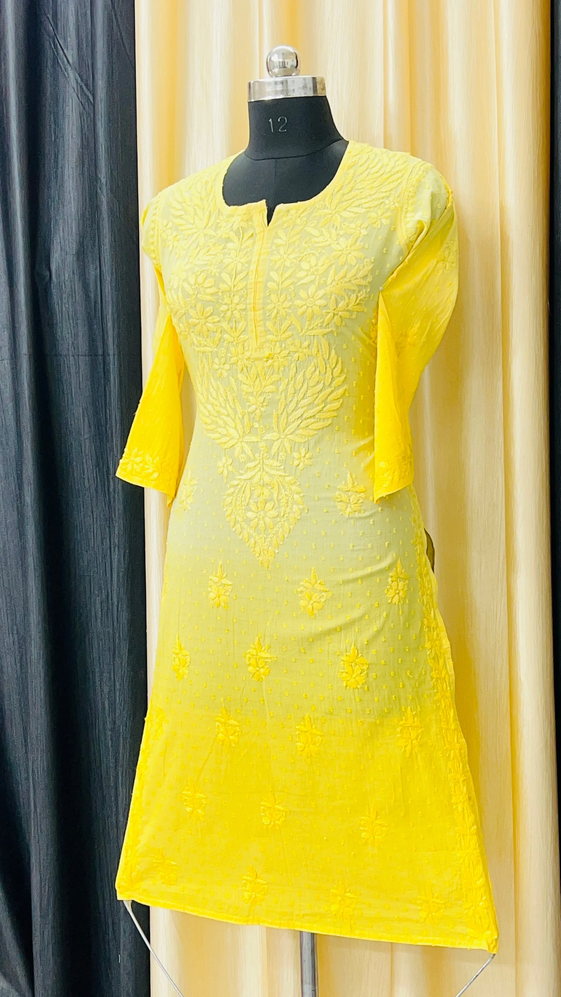 Cotton Dyeable chikan kurti
