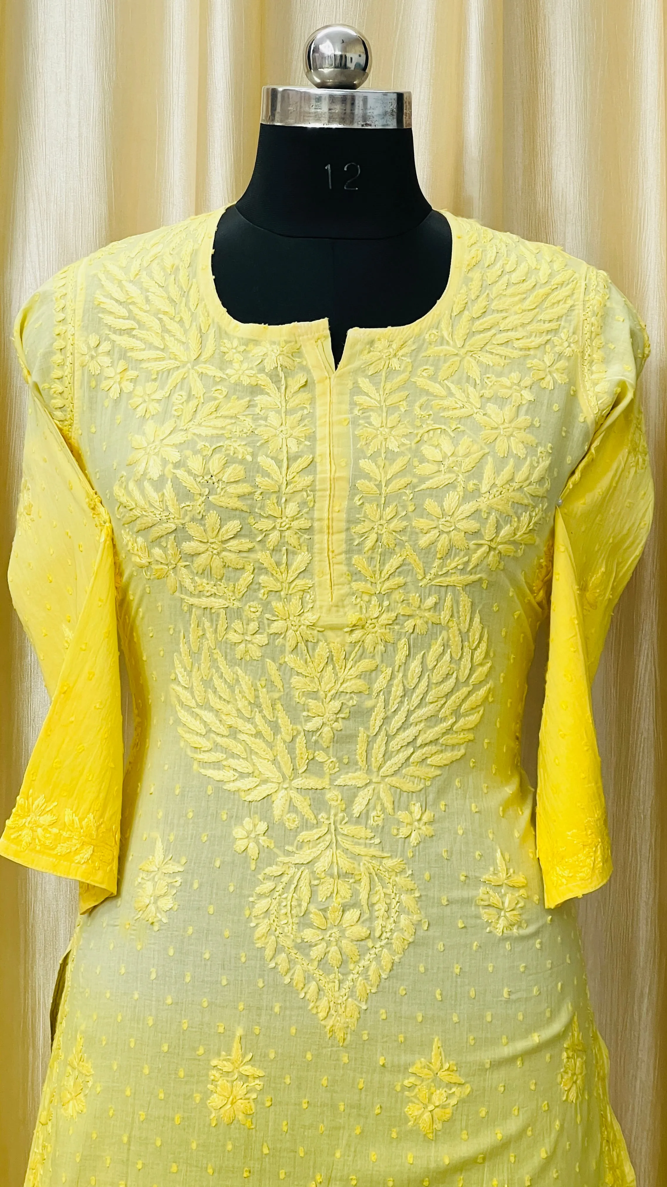 Cotton Dyeable chikan kurti