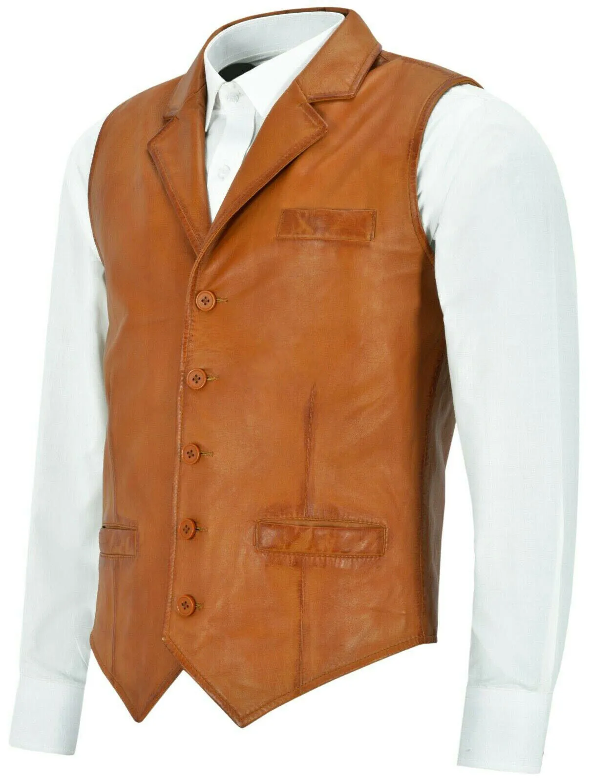 Genuine Brown Leather Bikers Vest