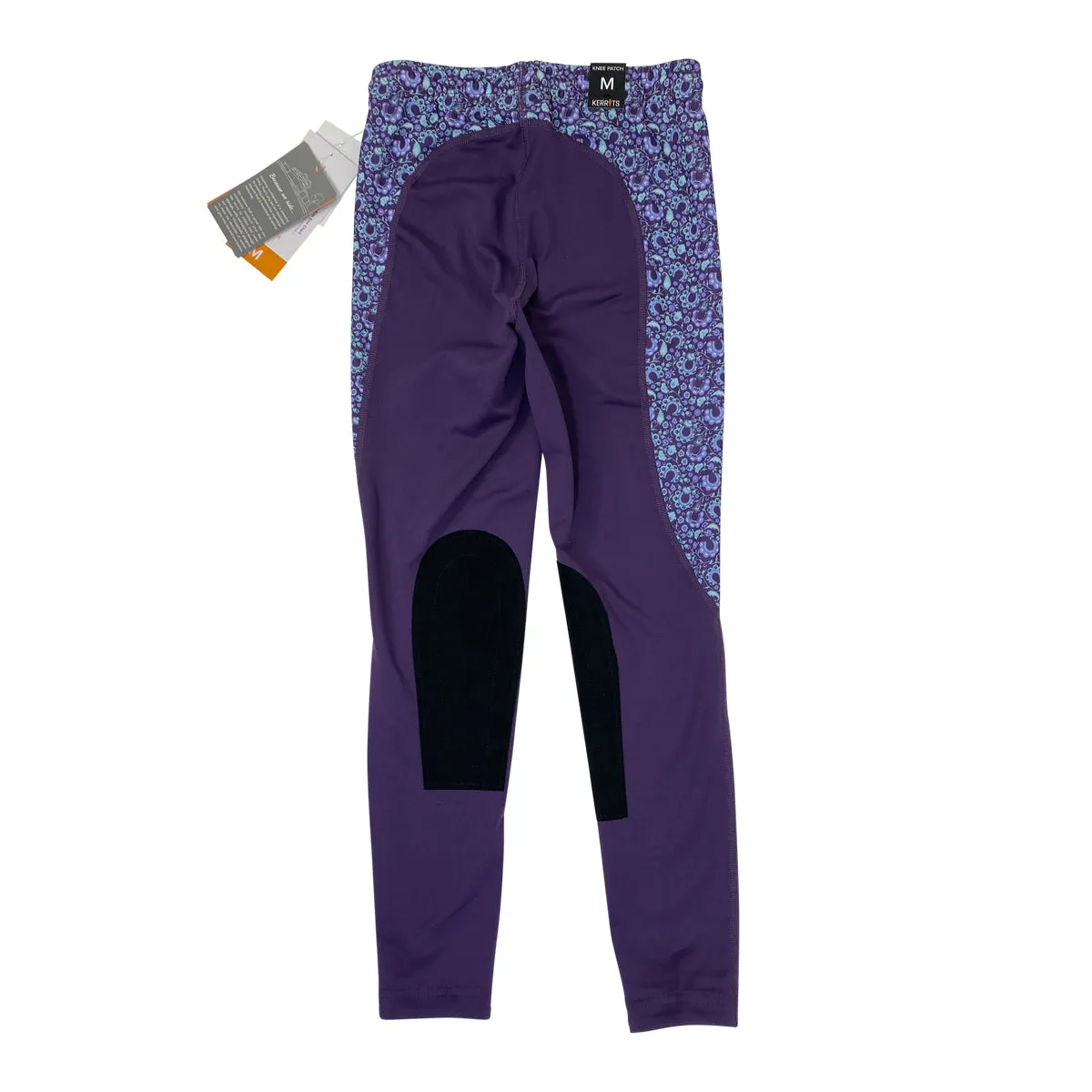 Kerrits Knee Patch Performance Tights in Huckleberry/Iris Make Your Luck - Children's Medium