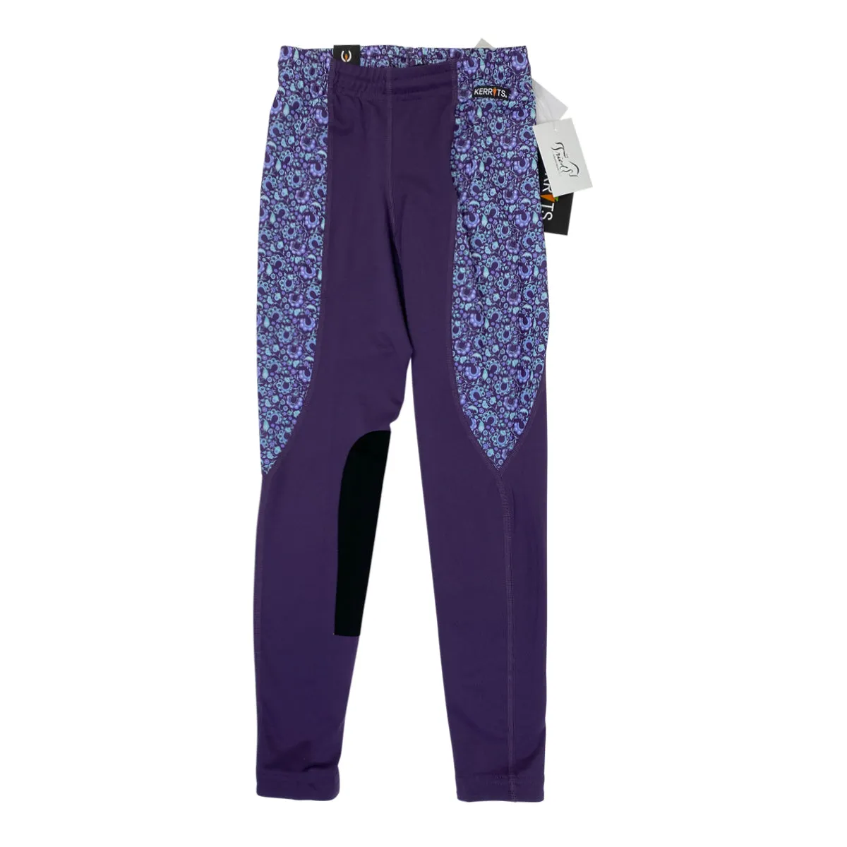 Kerrits Knee Patch Performance Tights in Huckleberry/Iris Make Your Luck - Children's Medium
