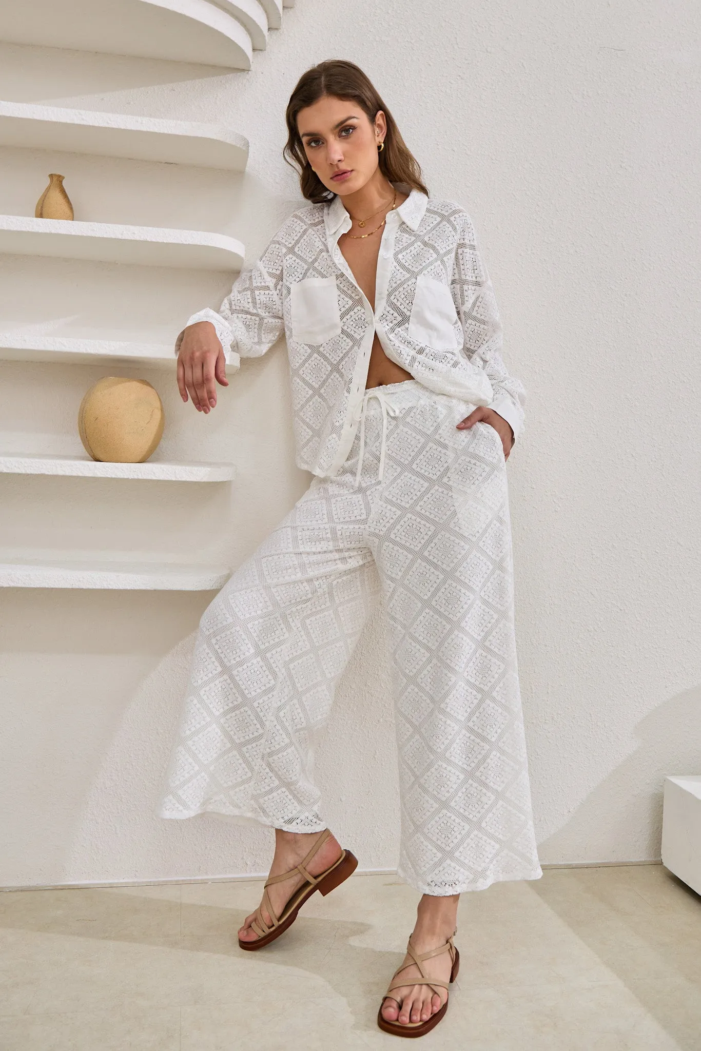 Kiran White Lace Pants