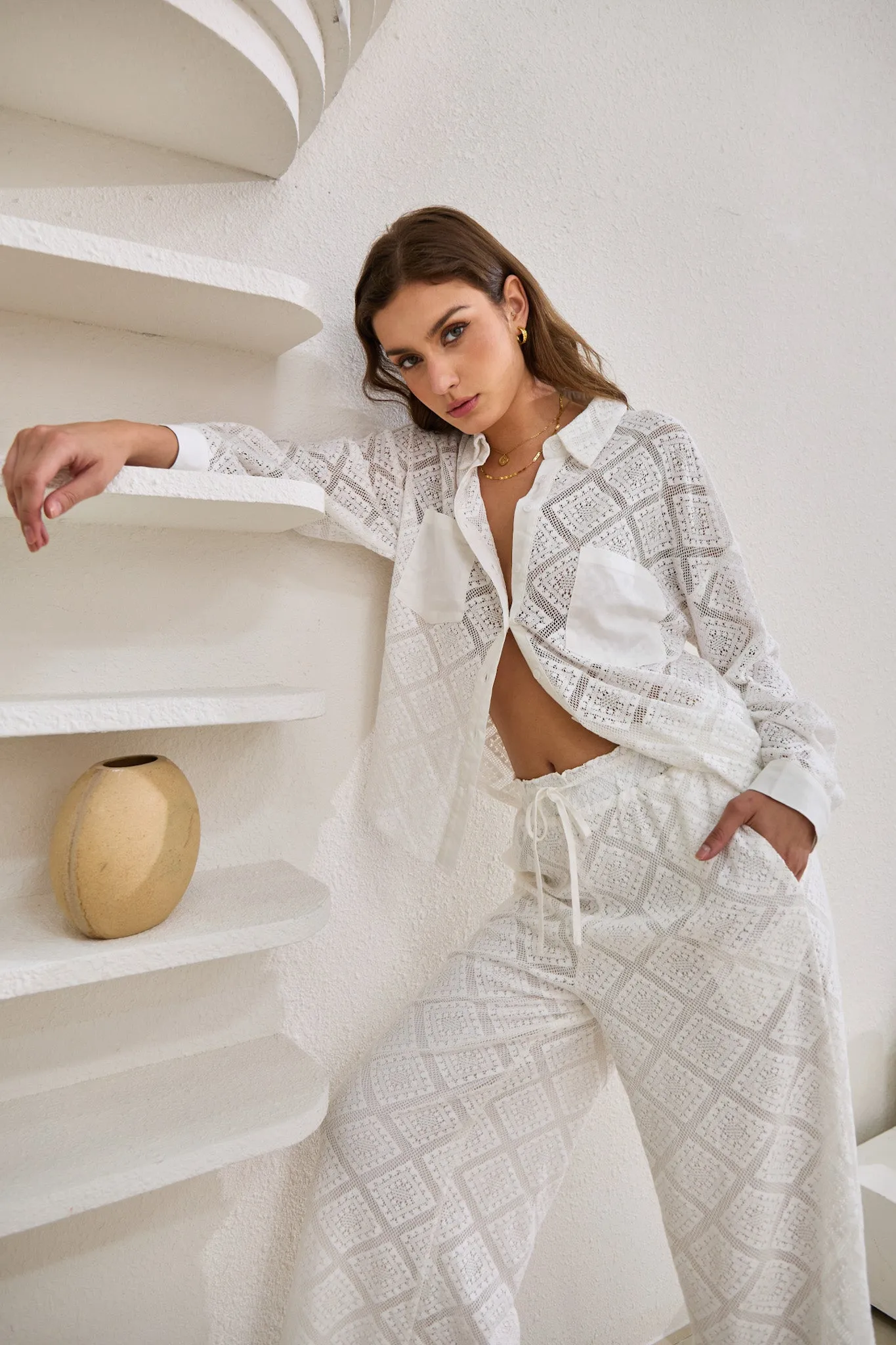 Kiran White Lace Pants