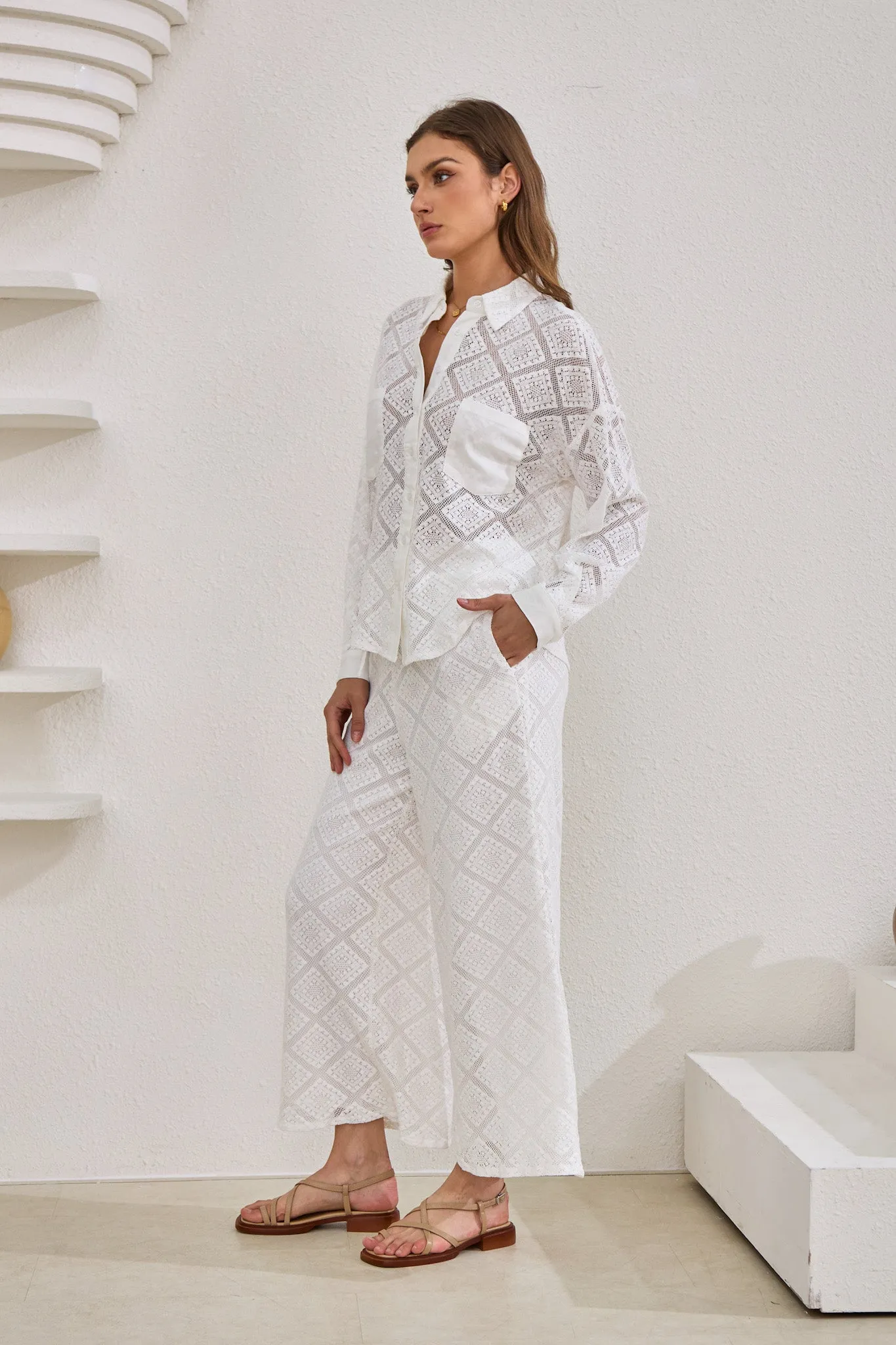 Kiran White Lace Pants