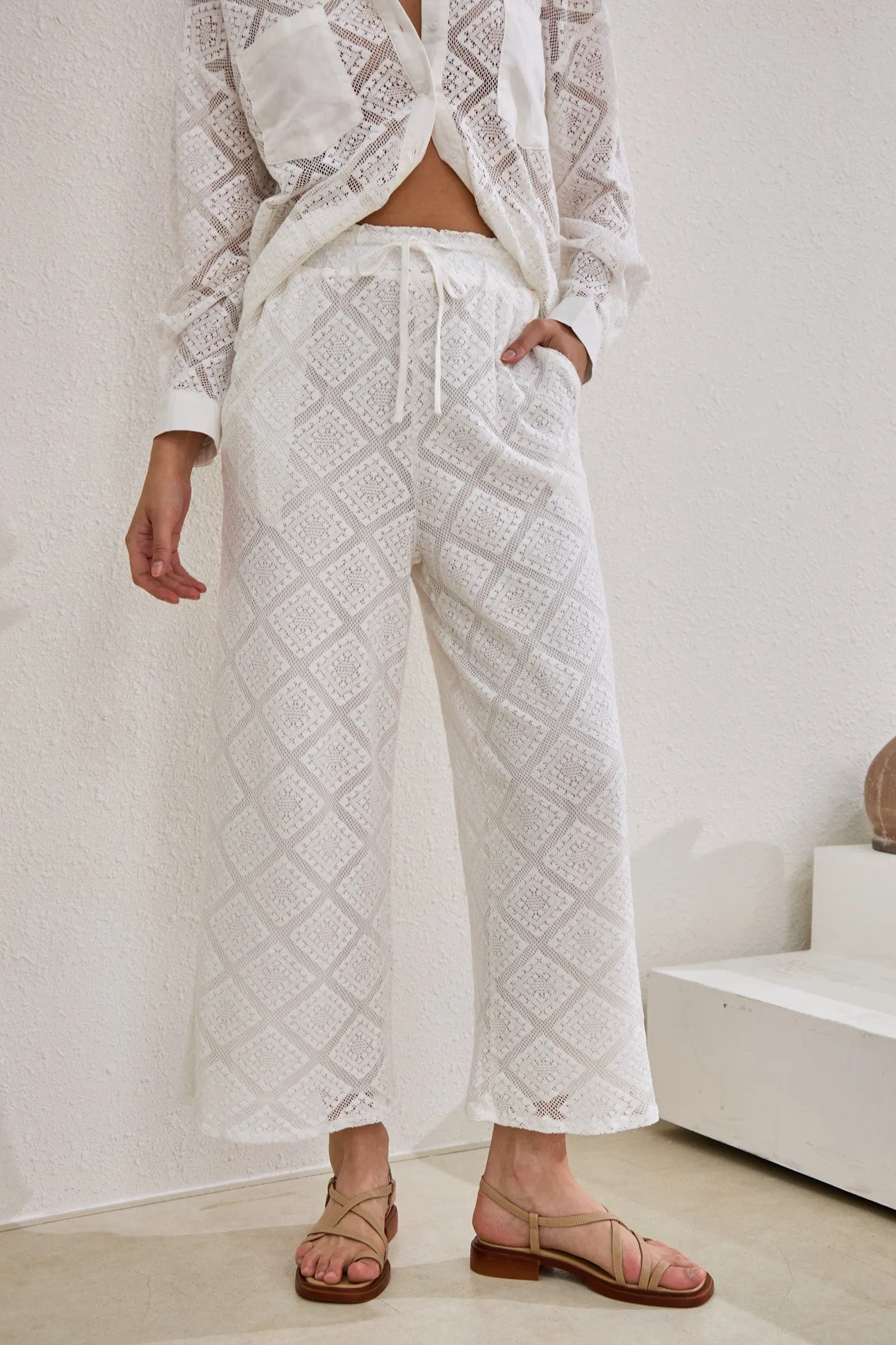 Kiran White Lace Pants