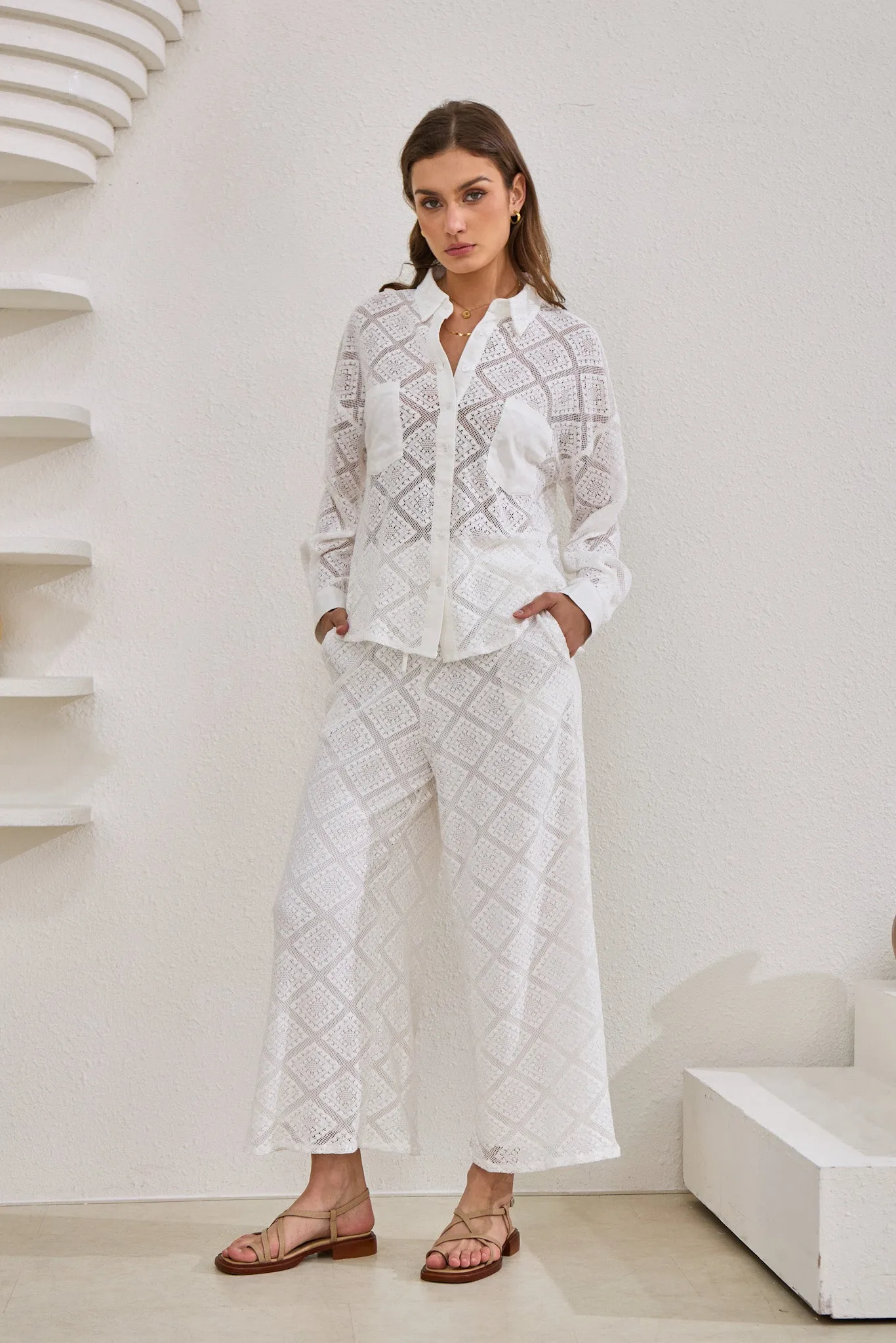 Kiran White Lace Pants