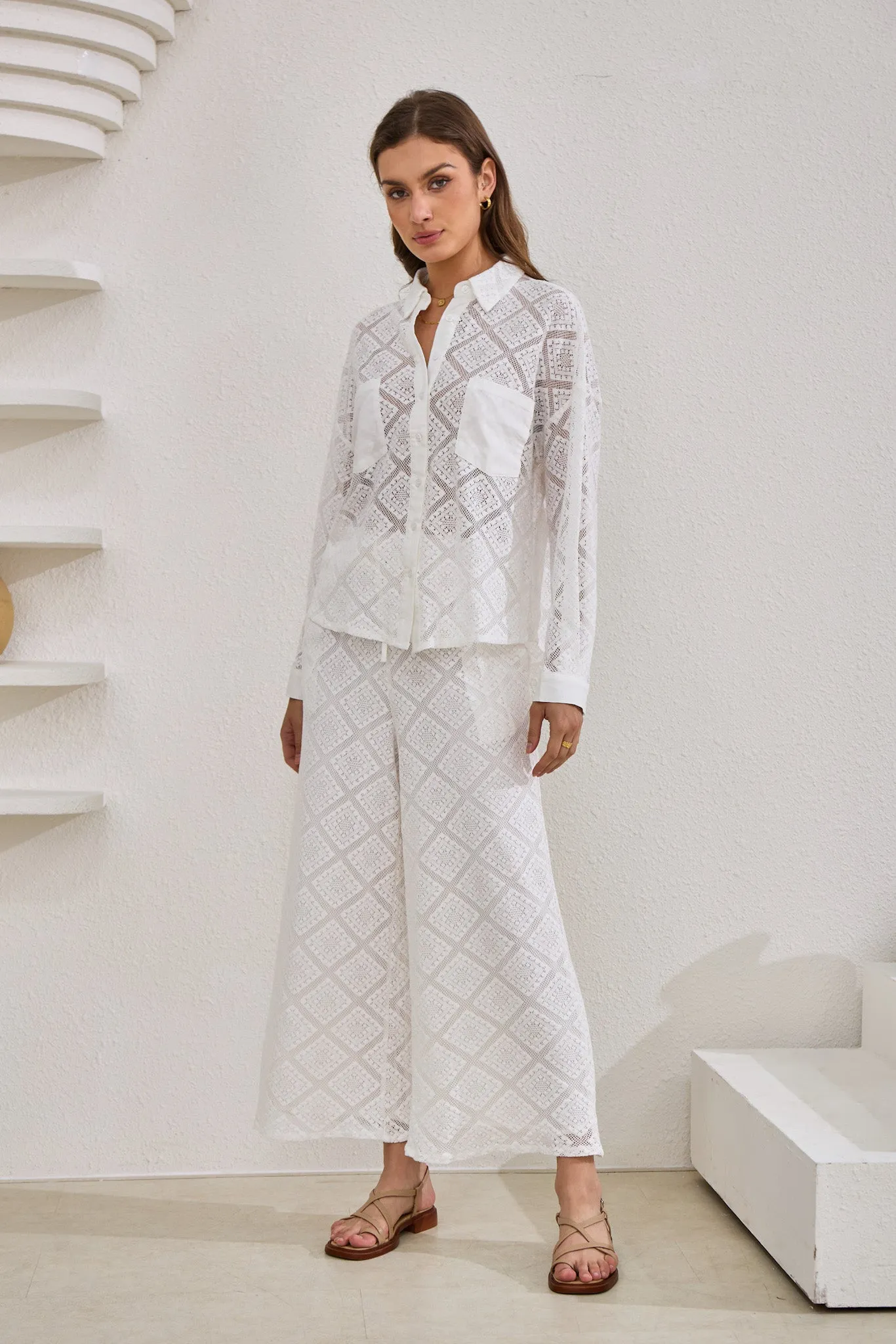 Kiran White Lace Pants