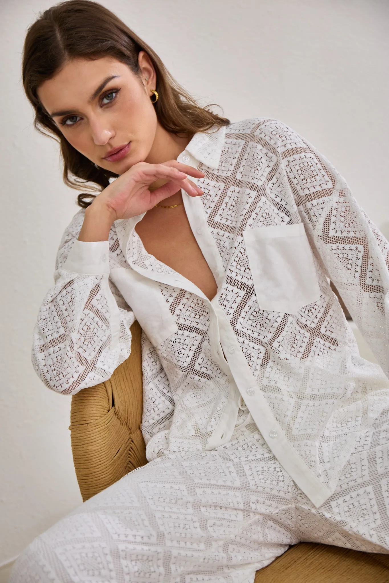 Kiran White Lace Pants