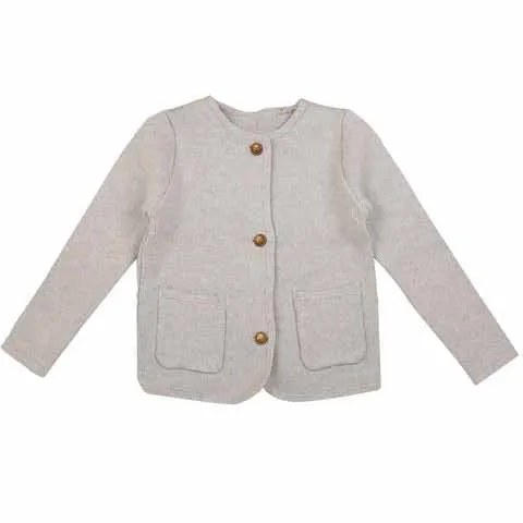Noma Light Grey Knit Jacket With Gold Buttons (NKN495)