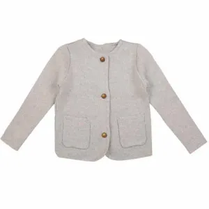 Noma Light Grey Knit Jacket With Gold Buttons (NKN495)