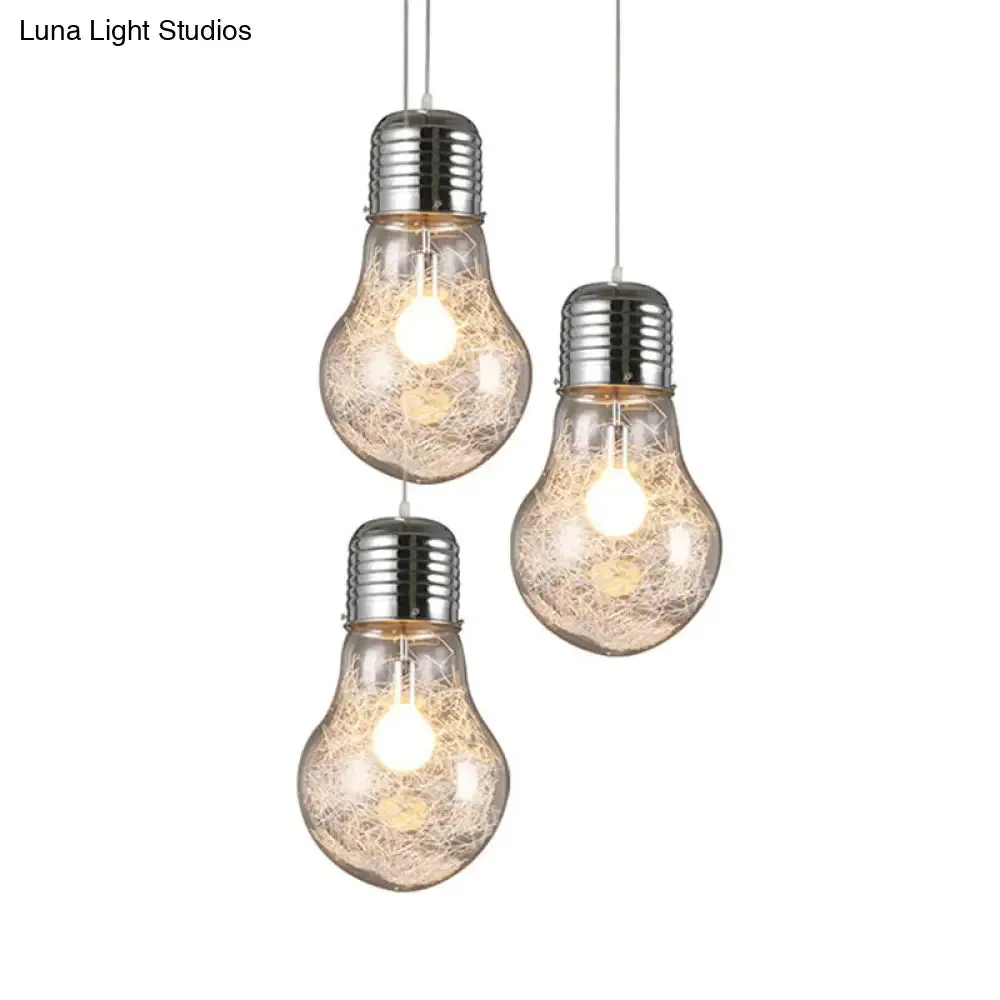 Silver Glass Bulb Pendant Light - Simple and Elegant Single Suspension Fixture