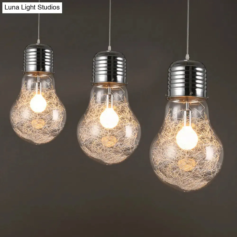 Silver Glass Bulb Pendant Light - Simple and Elegant Single Suspension Fixture