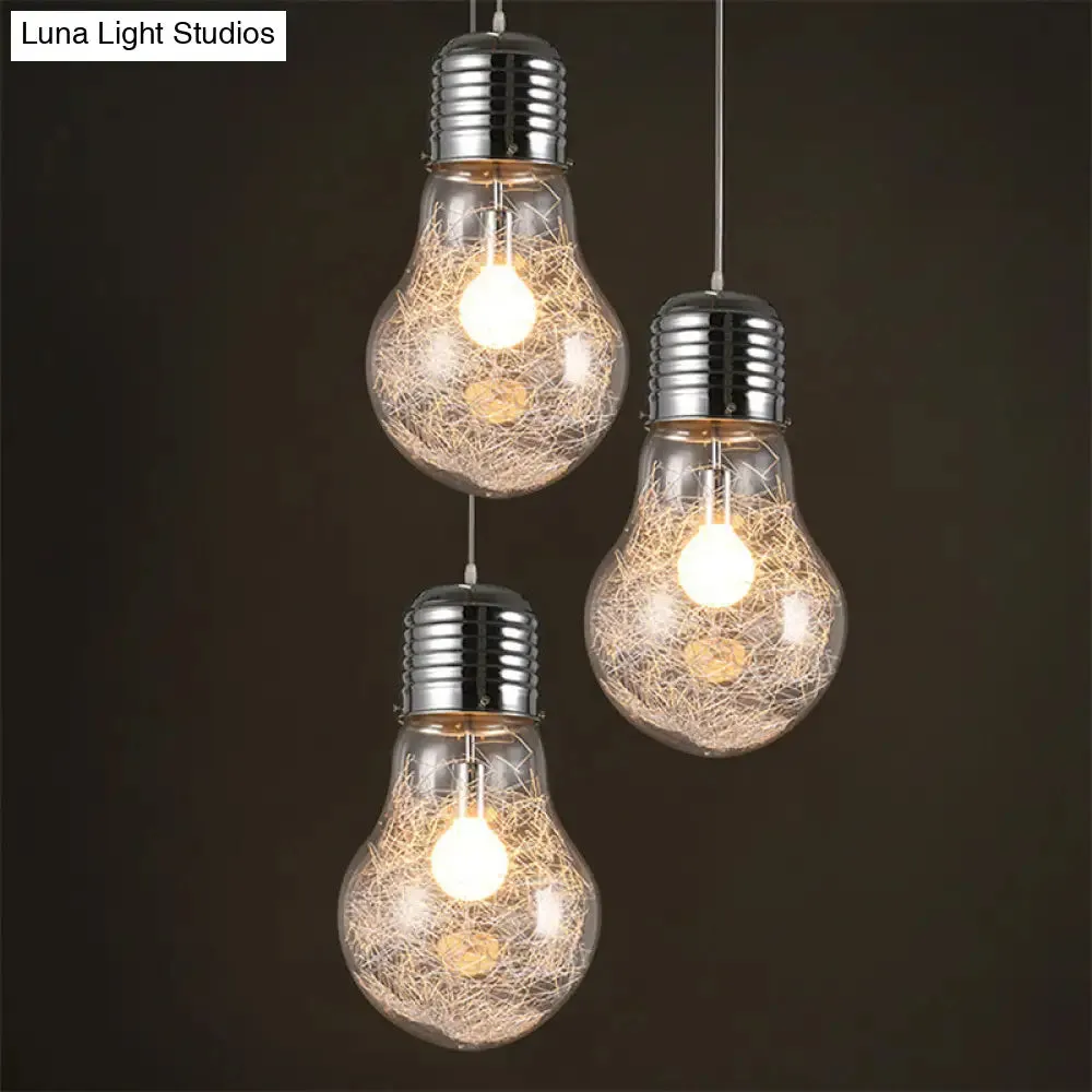 Silver Glass Bulb Pendant Light - Simple and Elegant Single Suspension Fixture