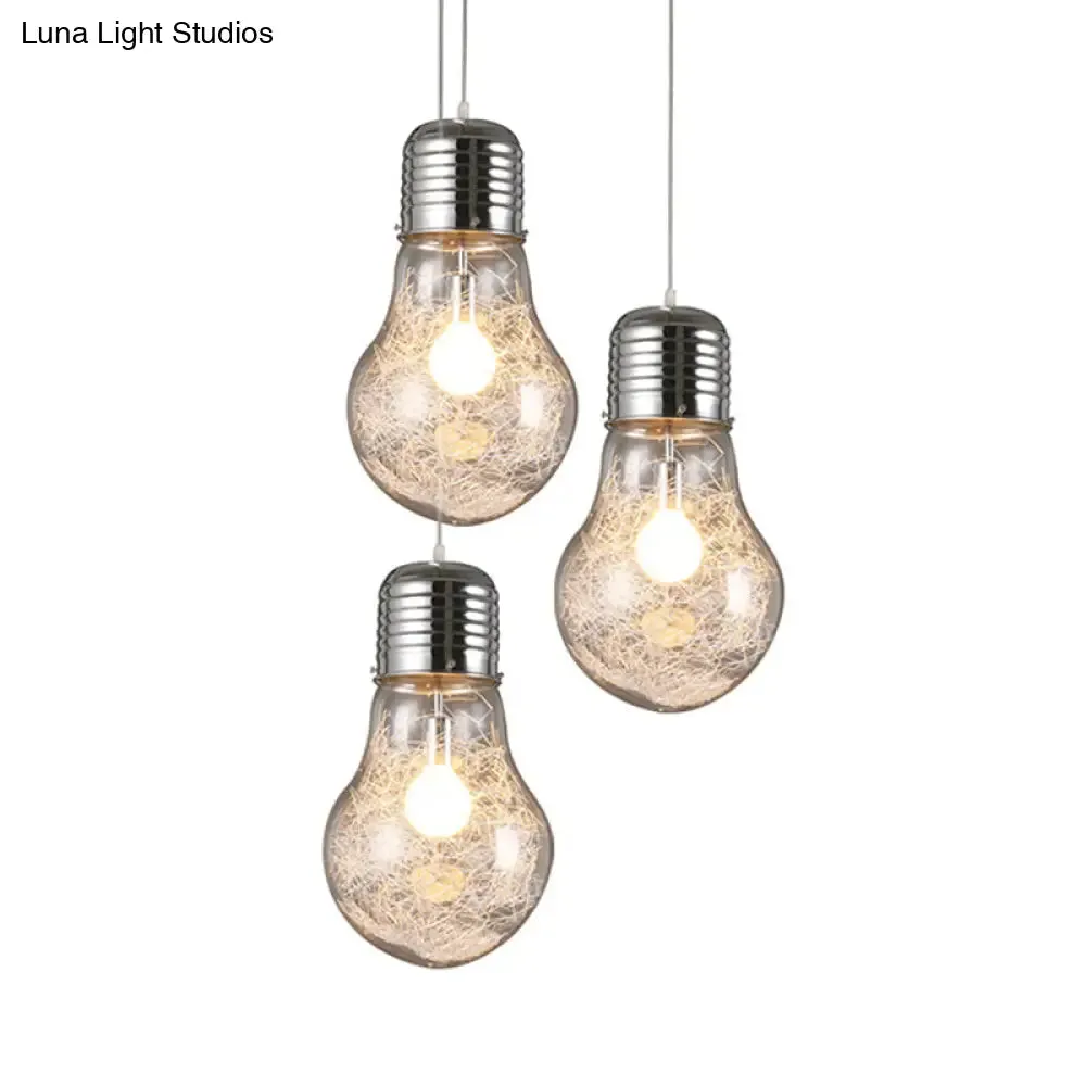 Silver Glass Bulb Pendant Light - Simple and Elegant Single Suspension Fixture