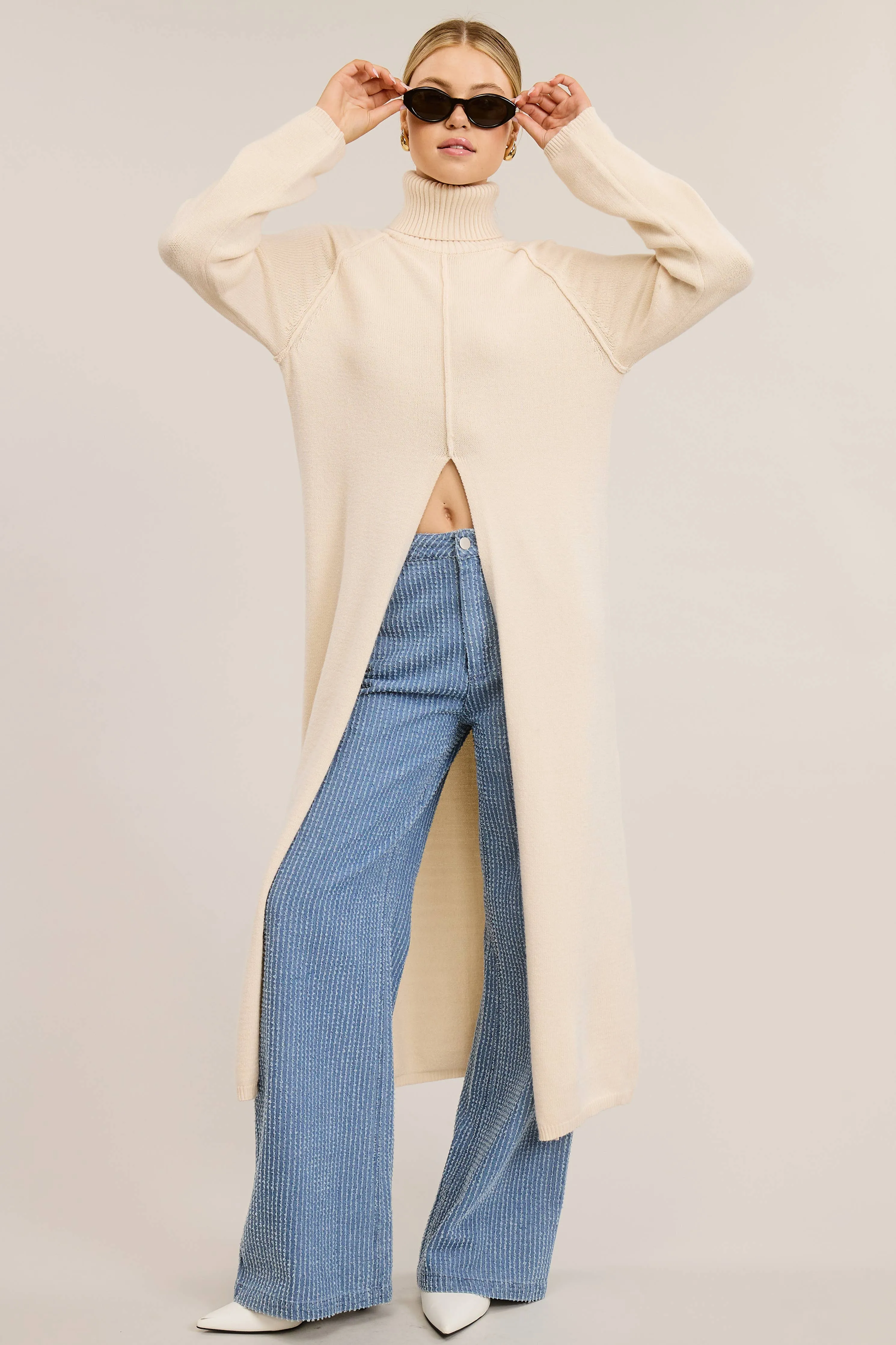 TURTLENECK TUNIC SWEATER DRESS