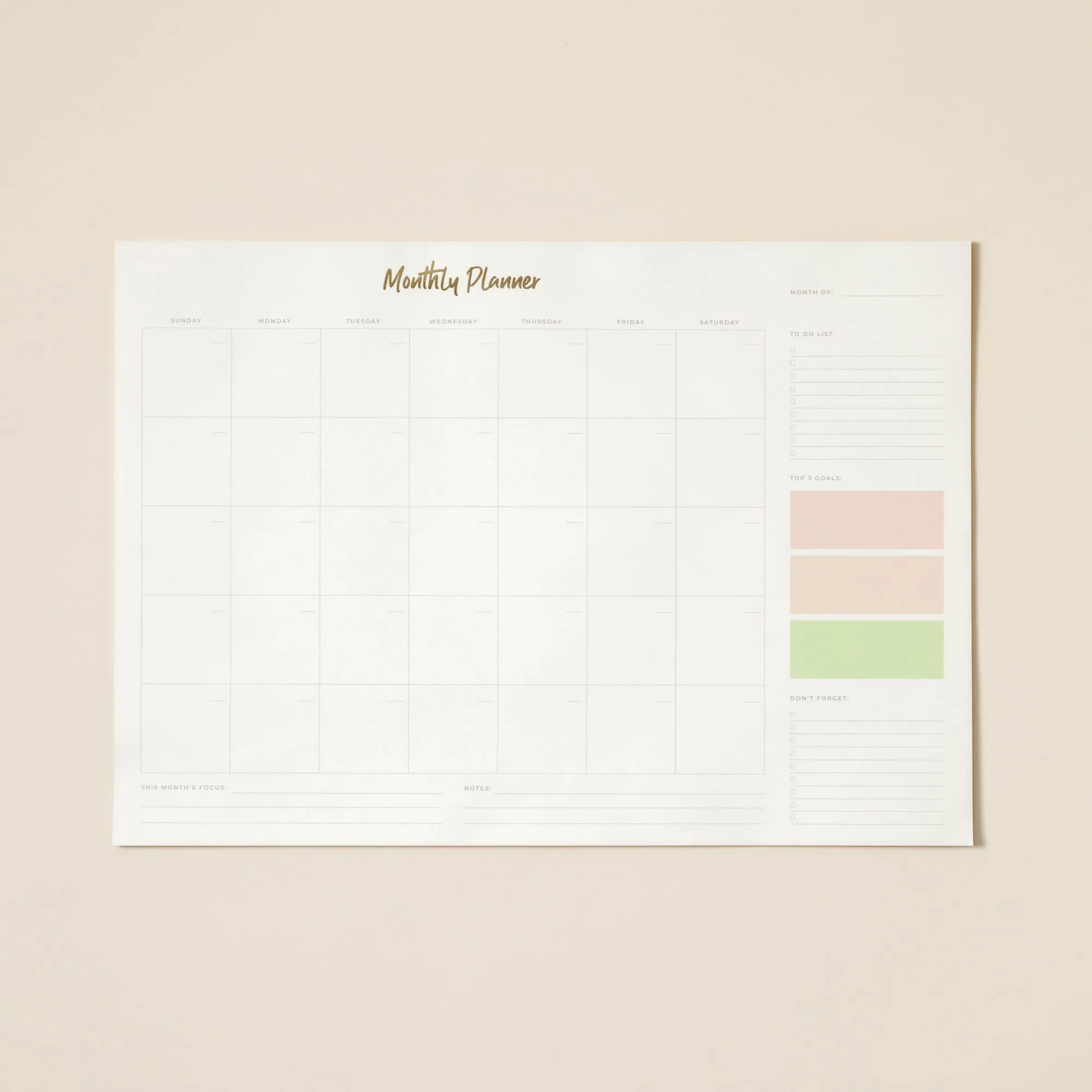 U Brands OC Brights Undated Desktop Calendar
