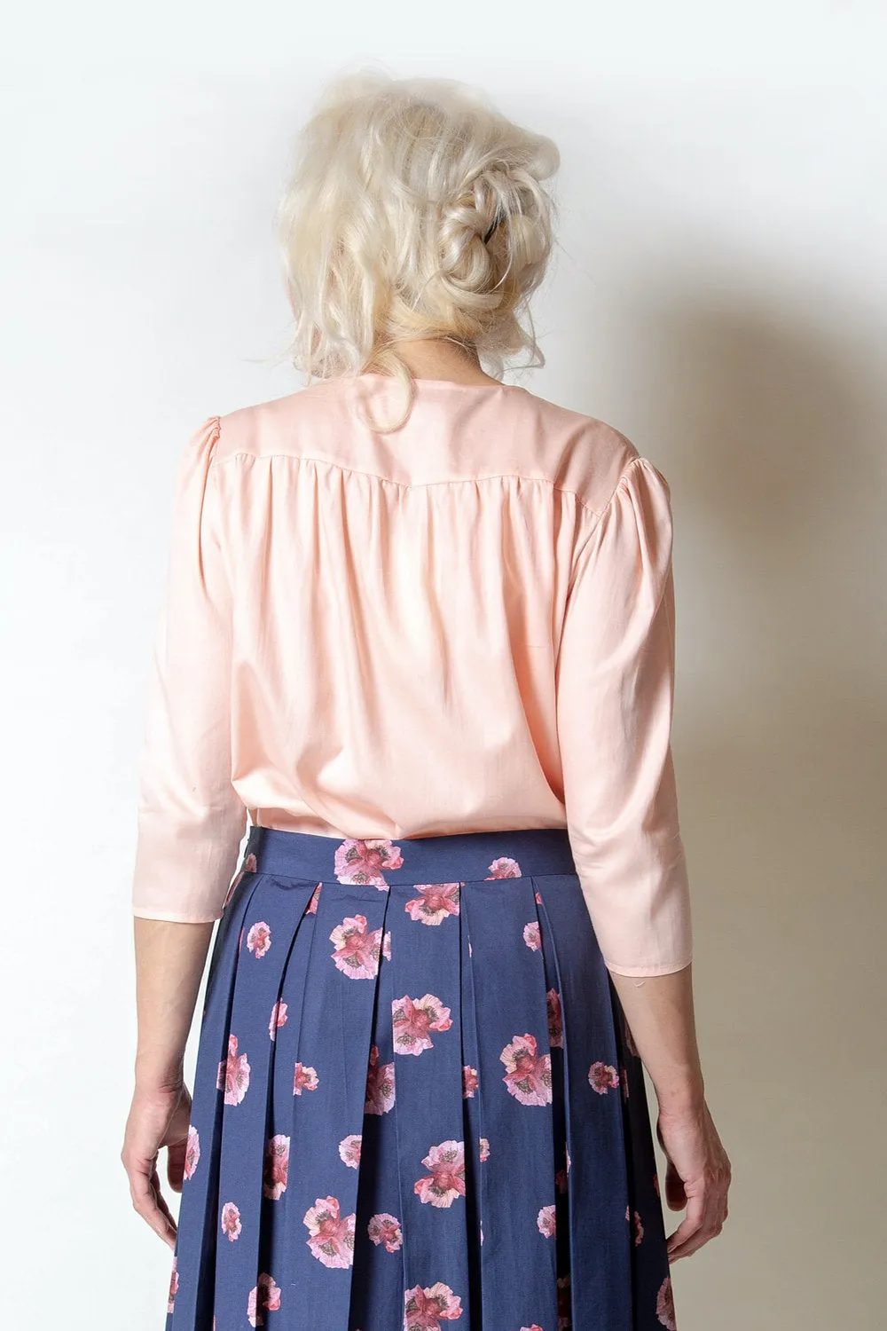 White & Coral Cotton Blouse