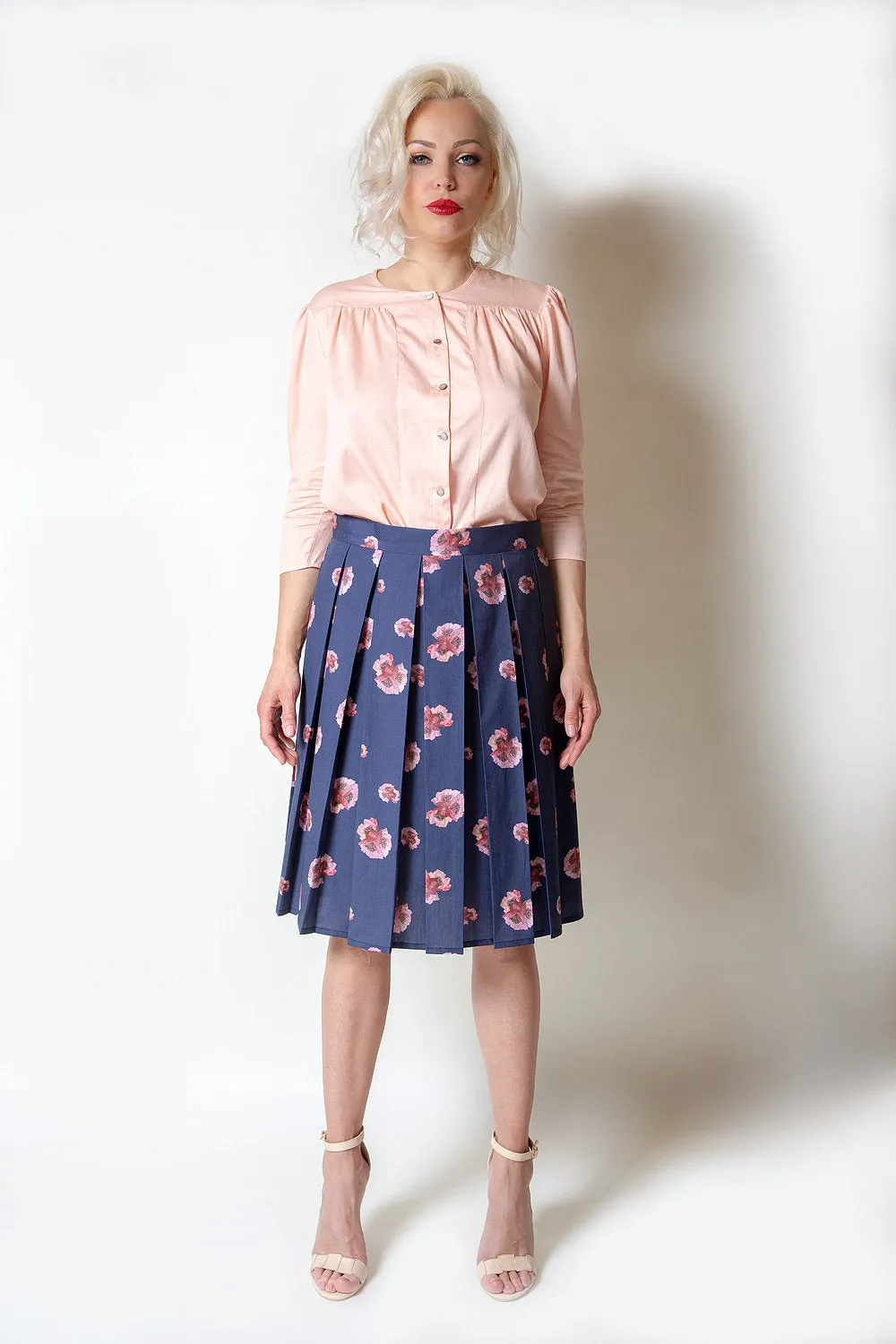 White & Coral Cotton Blouse