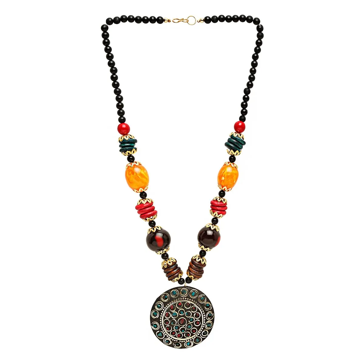 Yellow Chimes Jewellery Set for Women Traditional Silver Oxidised Jewellery Set Multicolor Necklace Set| Beads Oxidized Necklace Set | Birthday Gift For Girls & Women Anniversary Gift for Wife