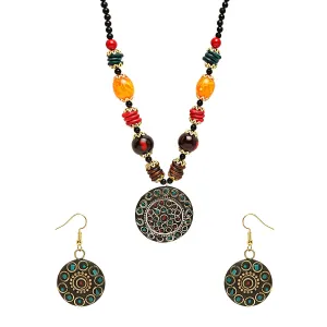 Yellow Chimes Jewellery Set for Women Traditional Silver Oxidised Jewellery Set Multicolor Necklace Set| Beads Oxidized Necklace Set | Birthday Gift For Girls & Women Anniversary Gift for Wife