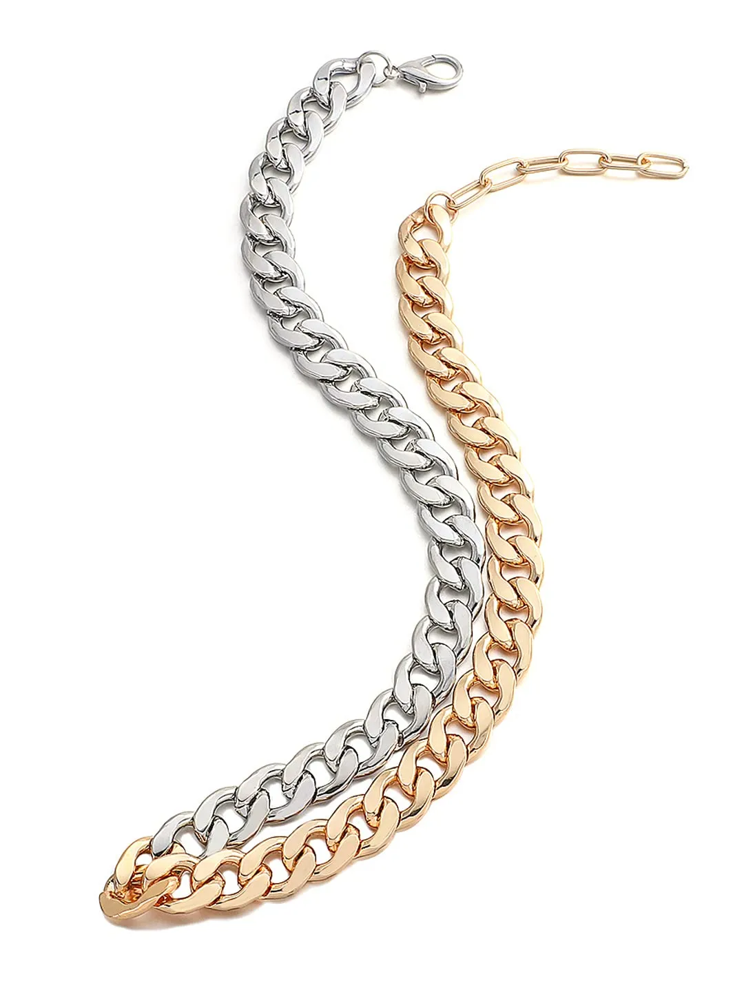 Yellow Chimes Necklace for Women and Girls Fashion Chain Necklace for Women | Dual Toned Link Chain Necklace for Girls | Birthday Gift for girls and women Anniversary Gift for Wife