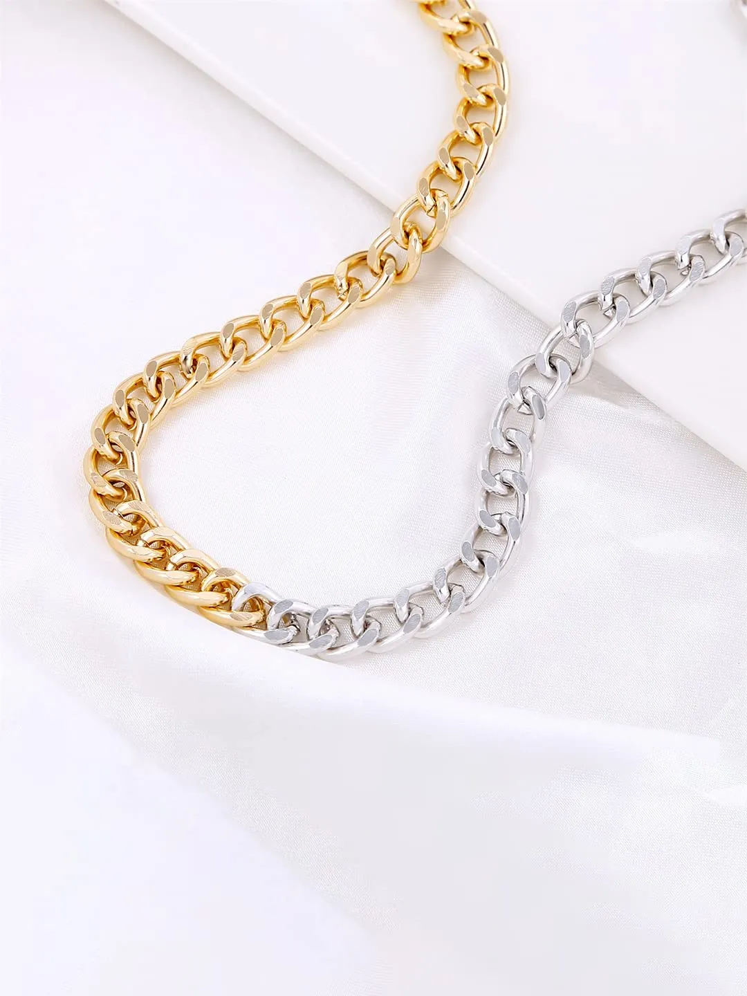 Yellow Chimes Necklace for Women and Girls Fashion Chain Necklace for Women | Dual Toned Link Chain Necklace for Girls | Birthday Gift for girls and women Anniversary Gift for Wife